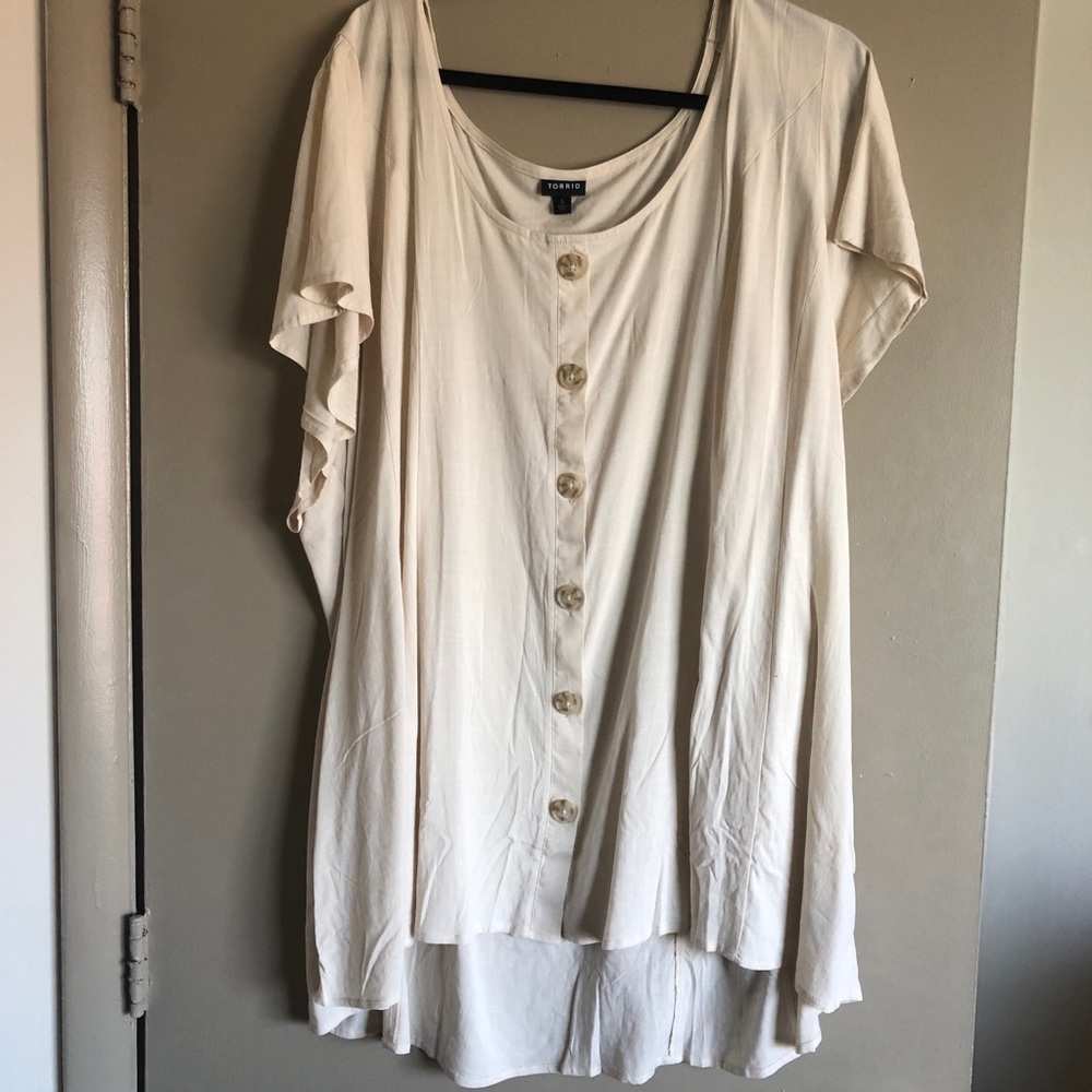 Torrid button up cream shirt, size 5